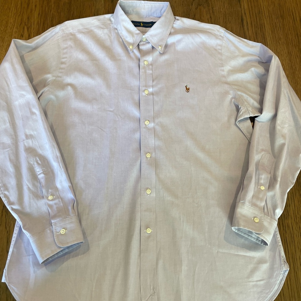 Polo Ralph Lauren Men’s Dress Shirt Size 16.5 Light Purple 100% Cotton Preppy